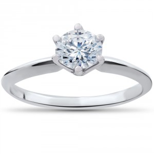 White Gold 7/8 ct TDW Diamond Engagement Ring Solitaire White Gold - Handcrafted By Name My Rings™