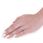 White Gold 7/8 ct TDW Vintage Halo Diamond Engagement Ring & Matching Wedding Band Set - Handcrafted By Name My Rings™