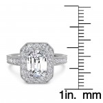 White Gold 7/8ct TDW Vintage Halo Emerald Diamond Engagement Ring - Handcrafted By Name My Rings™