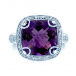 White Gold Amethyst 1/6k TDW H-I VS1-VS2 Diamond Ring - Handcrafted By Name My Rings™