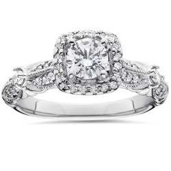 White Gold Antique 1 1/ 2ct TDW Diamond Engagement Ring - Handcrafted By Name My Rings™