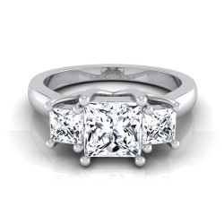 White Gold IGI-certified 1 1/2ct TDW Princess-cut 3-stone Engagement Ring Shank - Handcrafted By Name My Rings™