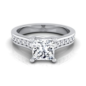 White Gold IGI-certified 1 1/3ct TDW Princess-cut Diamond Solitaire Engagement Ring - Handcrafted By Name My Rings™