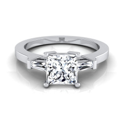 White Gold IGI-certified 1 1/4ct TDW Princess-cut Diamond Baguette Side Stone Engagement Ring - Handcrafted By Name My Rings™