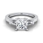 White Gold IGI-certified 1 1/4ct TDW Princess-cut Diamond Baguette Side Stone Engagement Ring - Handcrafted By Name My Rings™