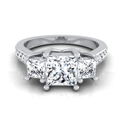 White Gold IGI-certified 1 3/4ct TDW Princess-cut 3-stone Engagement Ring - Handcrafted By Name My Rings™