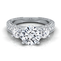 White Gold IGI-certified 1 7/8ct TDW Round 3-Stone Engagement Ring - Handcrafted By Name My Rings™
