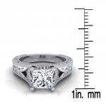 White Gold IGI-certified 1ct TDW Princess-cut Antique-inspired Engraved Diamond Engagement Ring - Handcrafted By Name My Rings™