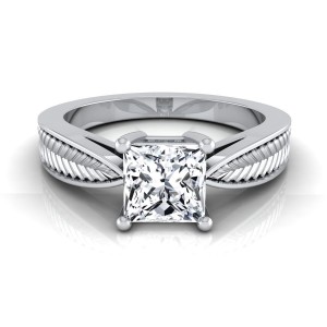 White Gold IGI-certified 1ct TDW Princess-cut Diamond 4-prong Engagement Ring - Handcrafted By Name My Rings™