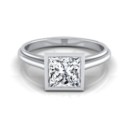 White Gold IGI-certified 1ct TDW Princess-cut Diamond Bezel Solitaire Engagement Ring - Handcrafted By Name My Rings™
