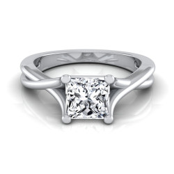 White Gold IGI-certified 1ct TDW Princess-cut Diamond Solitaire Engagement Ring - Handcrafted By Name My Rings™