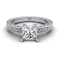 White Gold IGI-certified 1ct TDW Princess-cut Diamond Solitaire Engagement Ring - Handcrafted By Name My Rings™