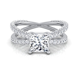 White Gold IGI-certified 2 1/4ct TDW Princess-cut Diamond Engagement Ring - Handcrafted By Name My Rings™