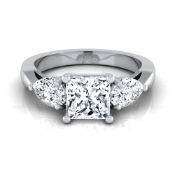 White Gold IGI-certified 2ct TDW Princess-cut 3-stone Engagement Ring - Handcrafted By Name My Rings™