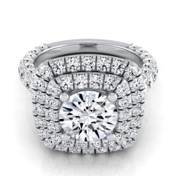 White Gold IGI-certified 3 1/6ct TDW Round Diamond Double Square Halo Engagement Ring - Handcrafted By Name My Rings™