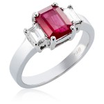 White Gold Ruby/Diamond High-polish Ring - Handcrafted By Name My Rings™