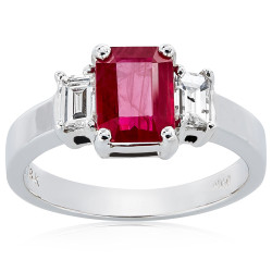 White Gold Ruby/Diamond High-polish Ring - Handcrafted By Name My Rings™