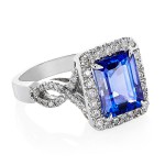 White Gold Tanzanite Diamond High-polish Ting - Handcrafted By Name My Rings™