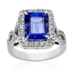White Gold Tanzanite Diamond High-polish Ting - Handcrafted By Name My Rings™
