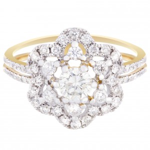 Gold 1 1/10ct TDW Flower Diamond Ring - Handcrafted By Name My Rings™