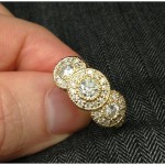 Gold 1 1/2ct TDW Antique Diamond 3 Stone Engagement Ring - Handcrafted By Name My Rings™