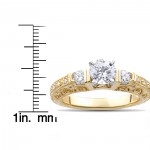 Gold 1 1/3ct TDW Eco-Friendly Lab Grown Vintage Filigree Diamond Engagement Ring - Handcrafted By Name My Rings™