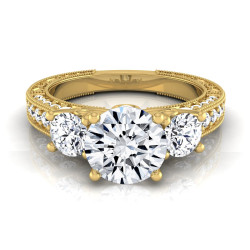 Gold 1 7/8ct TDW Round 3-Stone Engagement Ring - Handcrafted By Name My Rings™
