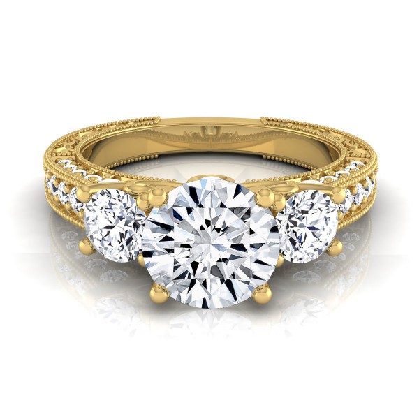 Gold 1 7/8ct TDW Round 3-Stone Engagement Ring - Handcrafted By Name My Rings™