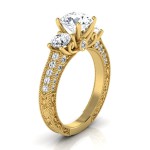 Gold 1 7/8ct TDW Round 3-Stone Engagement Ring - Handcrafted By Name My Rings™