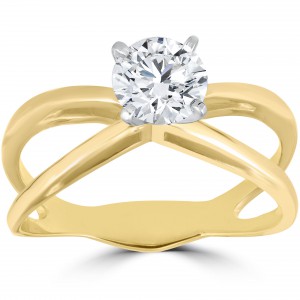 Gold 1 ct Solitaire Diamond Clarity Enhanced Engagement Ring - Handcrafted By Name My Rings™
