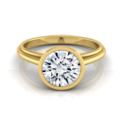 Gold 1/2ct TDW Round Diamond Bezel Solitaire Engagement Ring - Handcrafted By Name My Rings™