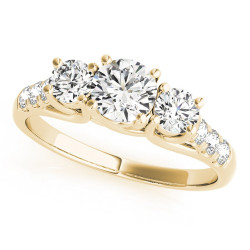 Gold 1/2ct TDW White Diamond Three-Stone Engagement Ring - Handcrafted By Name My Rings™