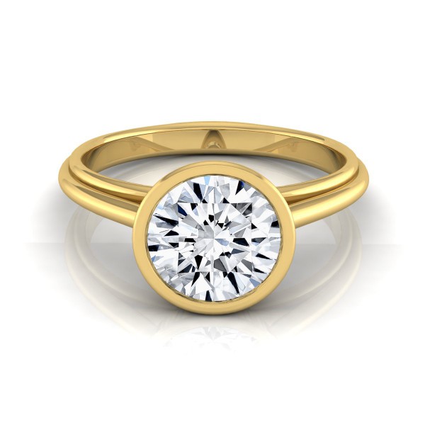 Gold 1ct TDW Diamond IGI-certified Bezel Solitaire Engagement Ring - Handcrafted By Name My Rings™