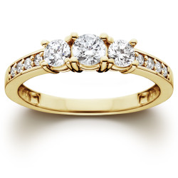 Gold 1ct TDW Diamond Three-Stone Engagement Ring - Handcrafted By Name My Rings™