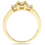 Gold 1ct TDW Diamond Three-Stone Engagement Ring - Handcrafted By Name My Rings™