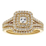 Gold 1ct TDW White Diamond Bridal Set - Handcrafted By Name My Rings™