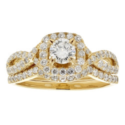 Gold 1ct TDW White Diamond Bridal Set - Handcrafted By Name My Rings™