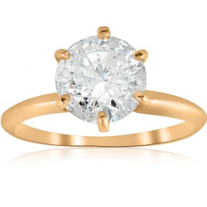 Gold 2 1/2 ct TDW Solitaire Diamond Clarity Enhanced Engagement Ring 6 - Prong - Handcrafted By Name My Rings™