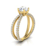Gold 2 1/4ct TDW Round Diamond Crossover Engagement Ring - Handcrafted By Name My Rings™