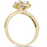 Gold 2 ct TDW Clarity Enhanced Diamond Halo Engagement Ring - Handcrafted By Name My Rings™