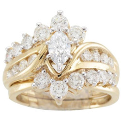 Gold 2ct TDW Diamond Bridal Ring Set - Handcrafted By Name My Rings™