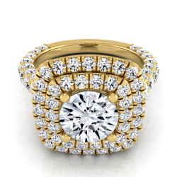 Gold 3 1/6ct TDW Round Double Halo Diamond Engagement Ring - Handcrafted By Name My Rings™