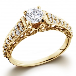 Gold 3/5TDW Vintage Diamond Engagement Ring - Handcrafted By Name My Rings™