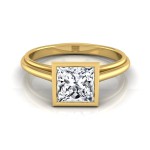 Gold IGI-Certified 1ct TDW Princess Cut Diamond Bezel Solitaire Engagement Ring - Handcrafted By Name My Rings™