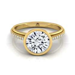 Gold IGI-certified 1 1/10ct TDW Round Diamond Bezel Solitaire Engagement Ring - Handcrafted By Name My Rings™