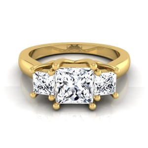Gold IGI-certified 1 1/2ct TDW Princess-cut 3-stone Engagement Ring - Handcrafted By Name My Rings™