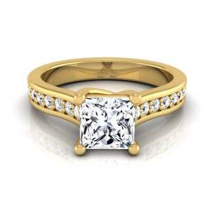 Gold IGI-certified 1 1/3ct TDW Princess-cut Diamond Solitaire Engagement Ring - Handcrafted By Name My Rings™