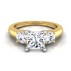 Gold IGI-certified 1 1/4ct TDW Princess-cut Center 3-stone Engagement Ring - Handcrafted By Name My Rings™