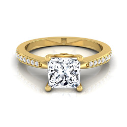 Gold IGI-certified 1 1/8ct TDW Princess-cut Diamond Solitaire Engagement Ring - Handcrafted By Name My Rings™