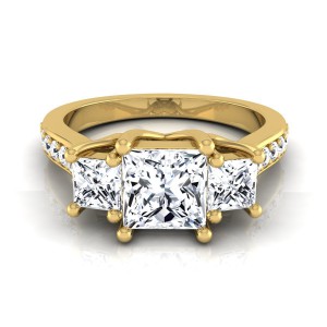 Gold IGI-certified 1 3/4ct TDW Princess-cut 3-stone Engagement Ring - Handcrafted By Name My Rings™